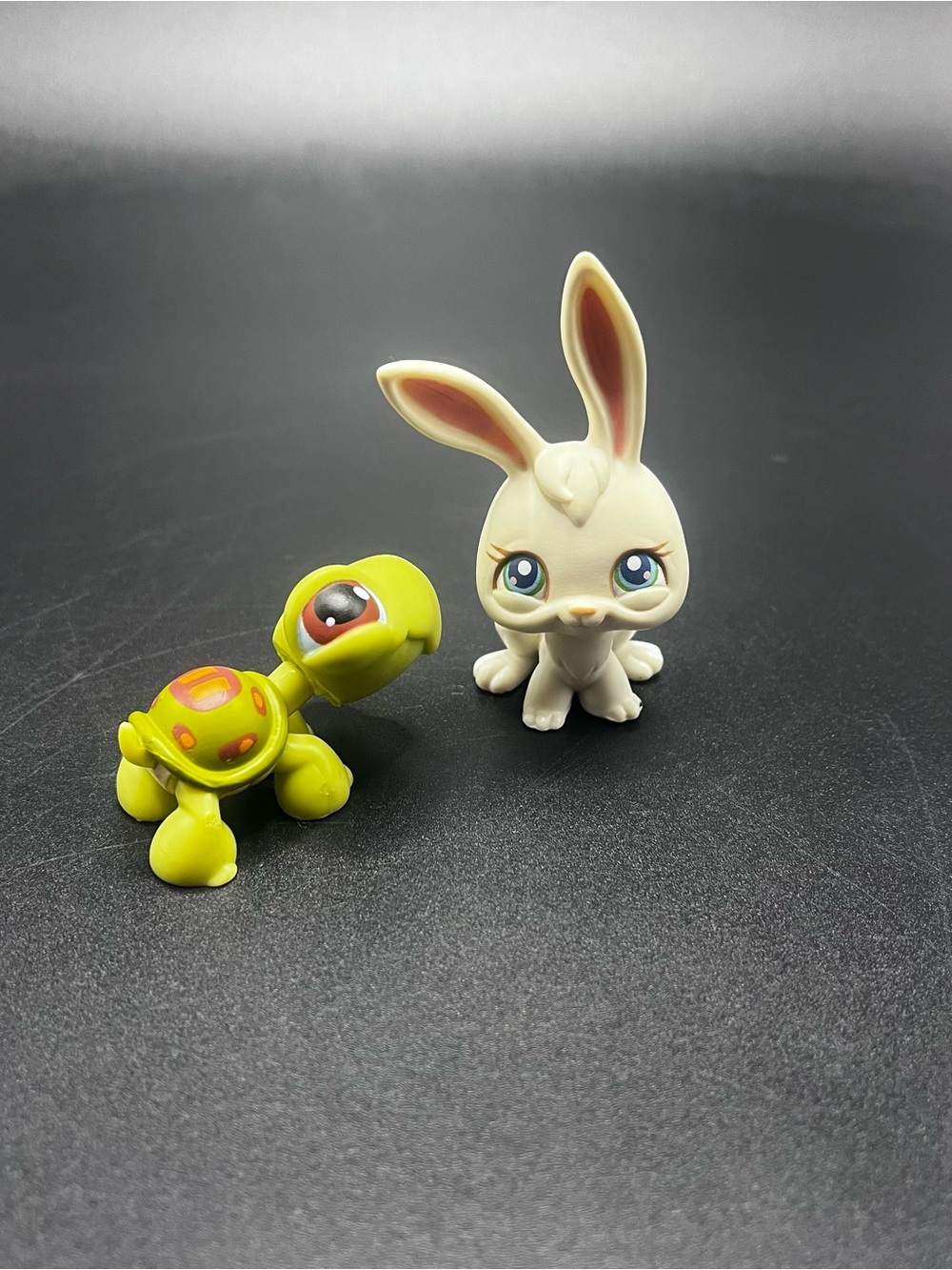 Vintage Hasbro Littlest Pet Shop LPS White Bunny #3 & Green Turtle #8 Authentic